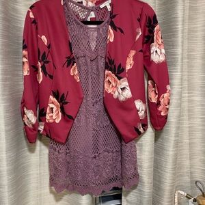 Charlotte Russe floral blazer mauve lace tank bundle
